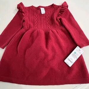 Carter's Red Knit Dress with Ruffle Sleeves